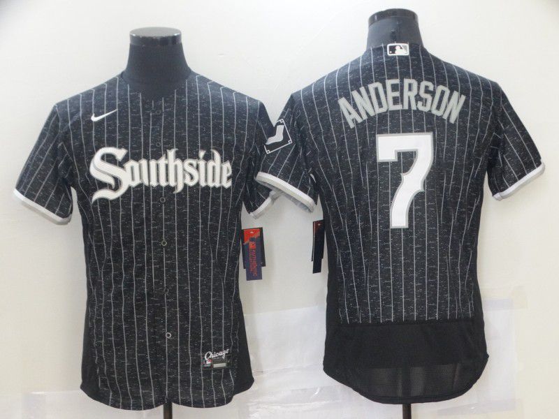 Men Chicago White Sox 7 Anderson Black City Edition Nike Elite 2021 MLB Jersey1